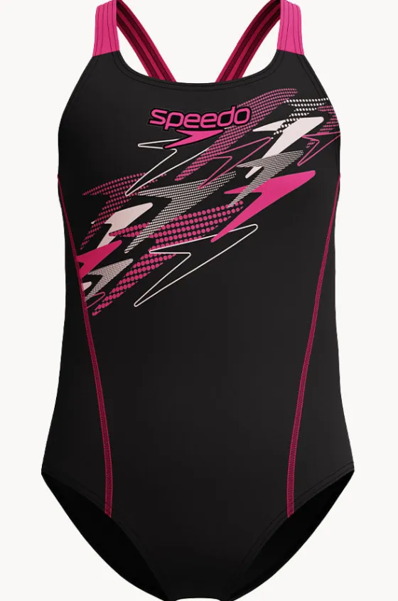 One Pieces^Speedo Girls Medley Logo Medalist One Piece Black/pink