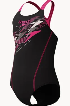 One Pieces^Speedo Girls Medley Logo Medalist One Piece Black/pink