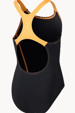 One Pieces^Speedo Girls Medley Logo Medalist One Piece Black/Orange