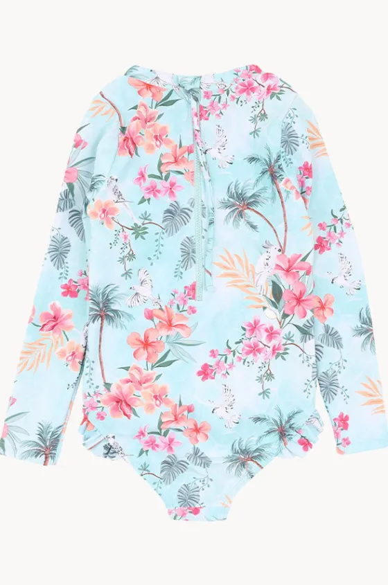 Rashies & Sunsuits^Minihaha Girls Milana Long Sleeve Sunsuit Blue/Multi