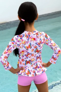 Rashies & Sunsuits^Salty Ink Girls Miss Aloha Boyleg Sunsuit Blue/Natural