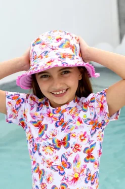 Hats^Salty Ink Girls Miss Aloha Reversible Sunhat Blue/natural