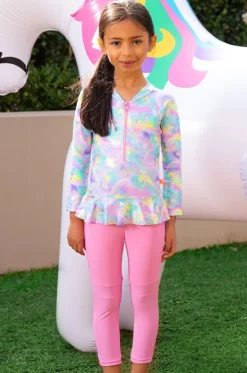 Rashies & Sunsuits^Salty Ink Girls Miss Dazzle Full Pant Sunsuit Pink/Multi