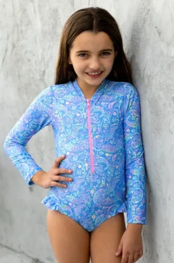 Rashies & Sunsuits^Salty Ink Girls Miss Mystical Long Sleeve Sunsuit Blue/Pink