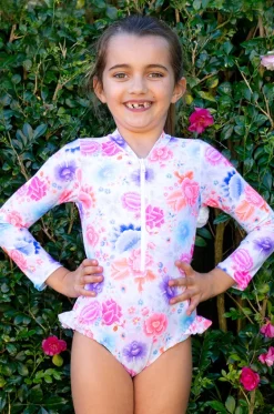 Rashies & Sunsuits^Salty Ink Girls Miss Long Sleeve Sunsuit Peony