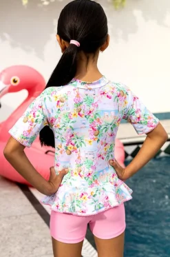 Rashies & Sunsuits^Salty Ink Girls Miss Vacay Short Sleeve Sunsuit Pink/multi