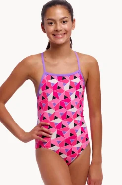 One Pieces^Funkita Girls Ninja Star Strapped In One Piece Pink/purple