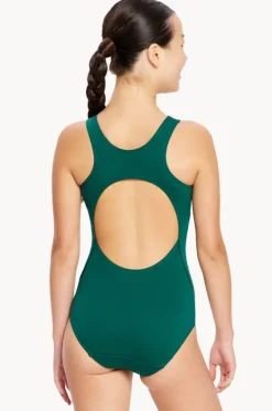 Period Swimwear|One Pieces^Modibodi Girls Performance Racerback One Piece Forest