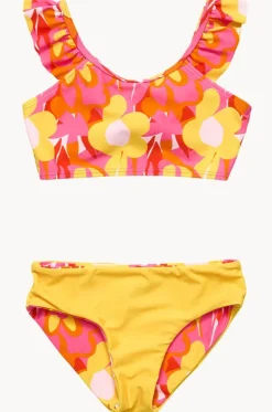 Bikini Sets^Snapper Rock Girls Pop Of Sunshine Frill Crop Set Red/Yellow