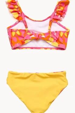 Bikini Sets^Snapper Rock Girls Pop Of Sunshine Frill Crop Set Red/Yellow