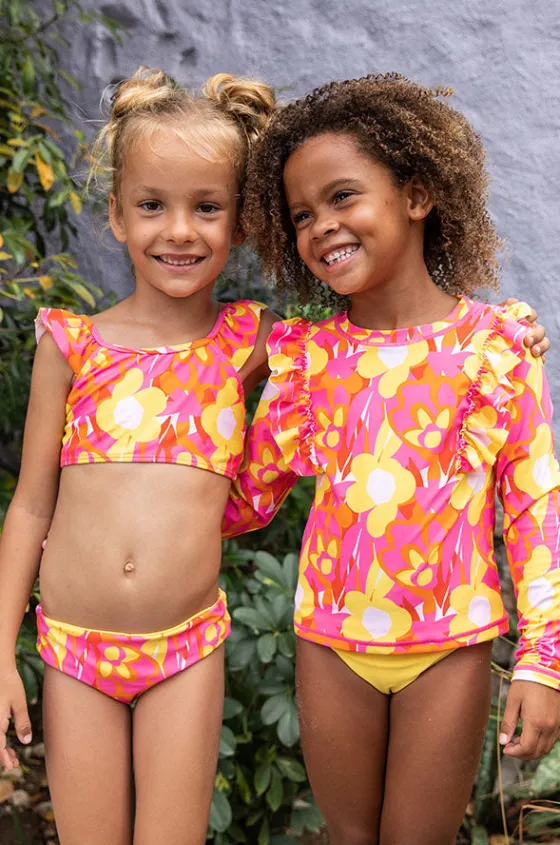 Bikini Sets^Snapper Rock Girls Pop Of Sunshine Frill Crop Set Red/Yellow