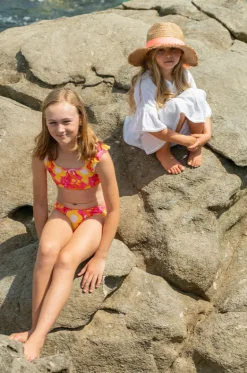 Bikini Sets^Snapper Rock Girls Pop Of Sunshine Frill Crop Set Red/Yellow