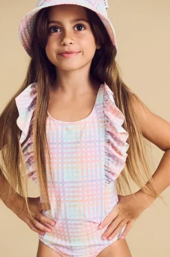 One Pieces^Huxbaby Girls Check Frill One Piece Rainbow