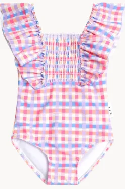 One Pieces|Swimwear^Huxbaby Girls Rainbow Check Shirred Frill One Piece Multi