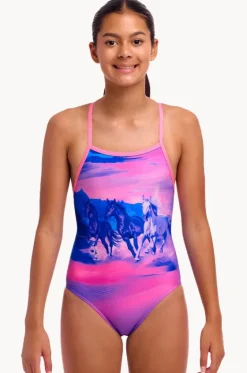 One Pieces^Funkita Girls Ride Time Tie Me Tight One Piece Pink/purple