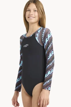 Rashies & Sunsuits^Billabong Girls Sea Level Long Sleeve Sunsuit Off Black