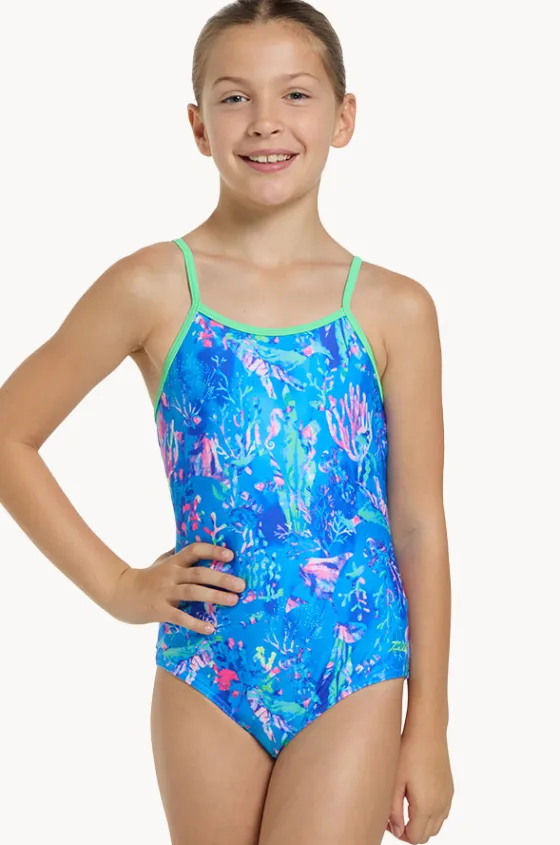 One Pieces^Zoggs Girls Sea Space Yaroomba Floral One Piece Green/blue