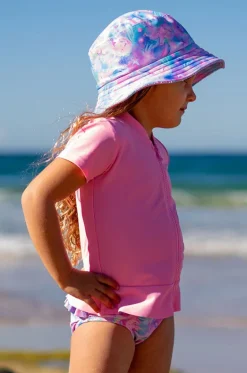 Rashies & Sunsuits^Salty Ink Girls Short Sleeve Zip Suntop Candy