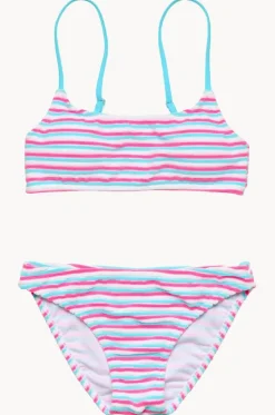 Bikini Sets^Snapper Rock Girls Sorbet Stripe Crop Set Blue/Pink