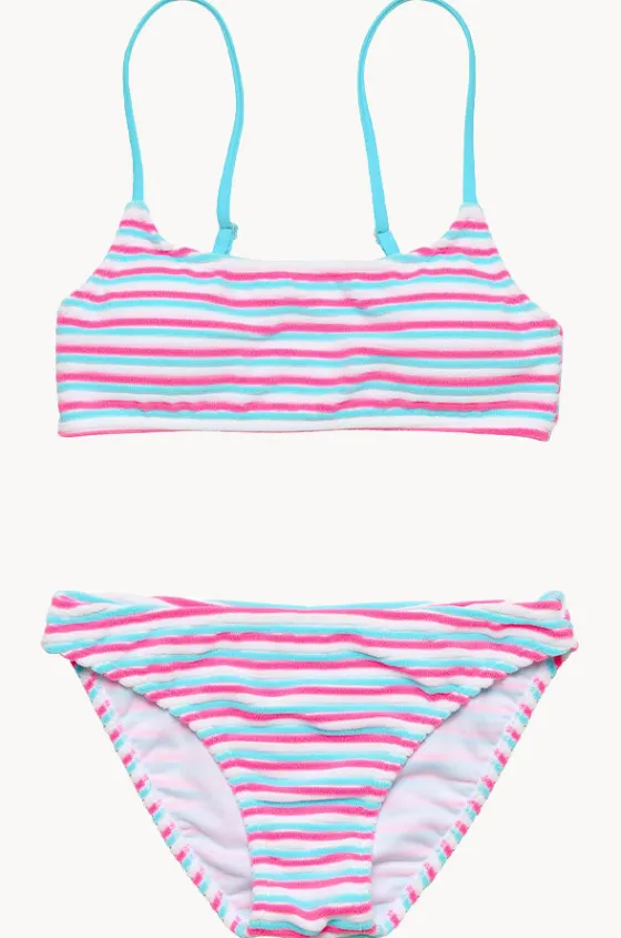 Bikini Sets^Snapper Rock Girls Sorbet Stripe Crop Set Blue/Pink