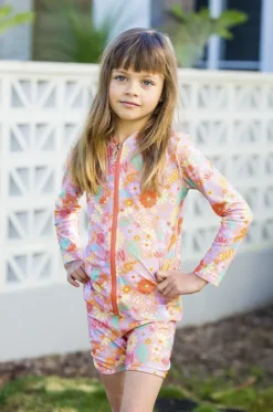 Bottoms^Babes In The Shade Girls Sunny Girl Swim Short Orange/pink