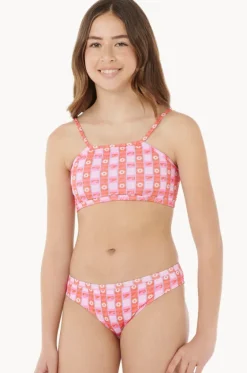 Bikini Sets^Rip Curl Girls Sunset Check Rib Crop Set Pink