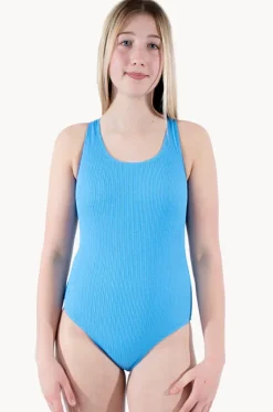 One Pieces^Base Swim Girls Textured Cross Back One Piece Azure