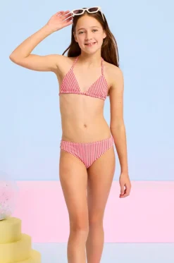 Bikini Sets^Seafolly Girls Girls Textured Stripe Tri Set Chilli Red