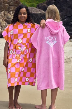 Towel Robes & Ponchos|Towel Robes & Ponchos^Roxy Girls Tic Tac Fleur Stay Magical Hooded Towel Tangerine