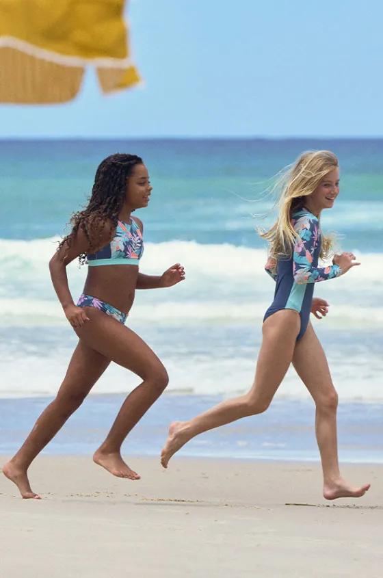 Bikini Sets^Roxy Girls Tropical Active Crop Set Indigo