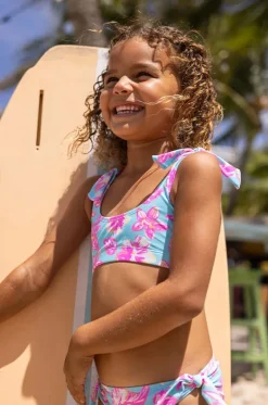 Bikini Sets^Snapper Rock Girls Tropical Glow Crop Set Blue/Pink