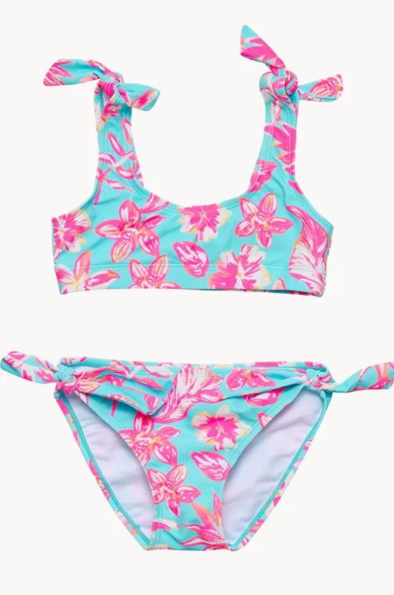 Bikini Sets^Snapper Rock Girls Tropical Glow Crop Set Blue/Pink