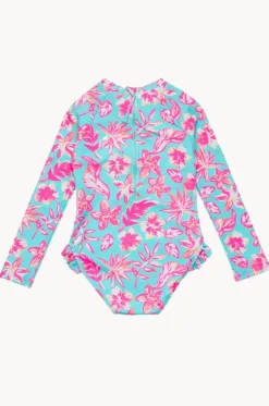 Rashies & Sunsuits^Snapper Rock Girls Tropical Glow Sunsuit Blue/Pink