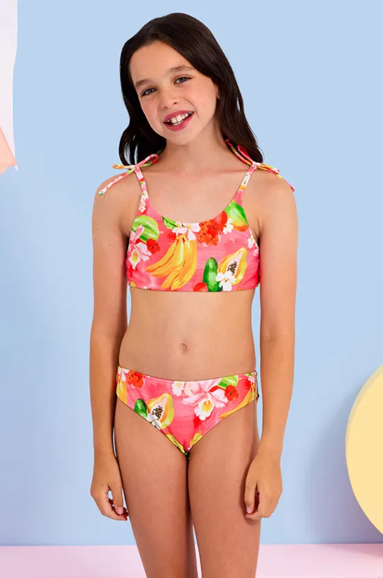 Bikini Sets^Seafolly Girls Girls Tropique Tie Crop Set Pink/Multi