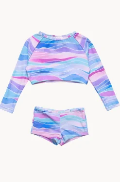 Rashies & Sunsuits^Snapper Rock Girls Water Hues Crop Suntop Set Blue/Purple