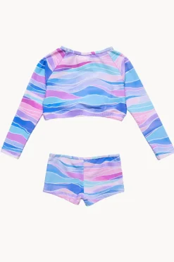 Rashies & Sunsuits^Snapper Rock Girls Water Hues Crop Suntop Set Blue/Purple