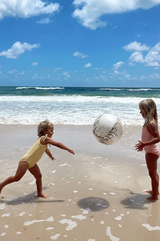 Pool Inflatables^Sunny Life Glitter Cotton Candy Inflatable Beach Ball White/Clear