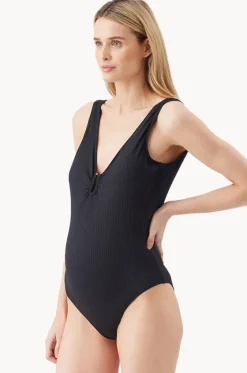 One Pieces^Ripe Maternity Havana Rib One Piece BLACK