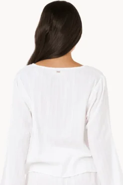 Tops^Rip Curl Haze Tie Front Long Sleeve Top WHITE