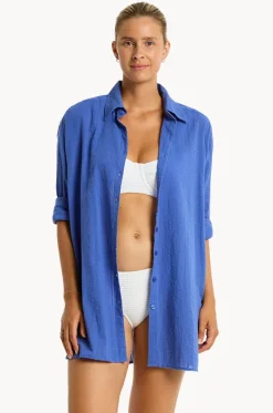 Overswim^Sea Level Heatwave Cover Up Shirt Blue