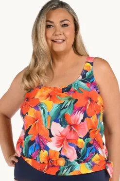 Tankini Tops^Maxine Hibiscus Honey Blouson Tankini Separate + Multi