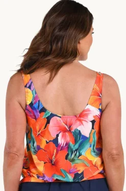 Tankini Tops^Maxine Hibiscus Honey Blouson Tankini Separate Multi
