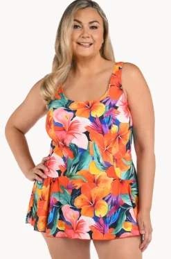 One Pieces^Maxine Hibiscus Honey Swim Dress + Multi