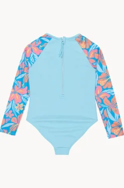 Rashies & Sunsuits^Roxy Hibiscus Hugs Long Sleeve Sunsuit Blue/Orange