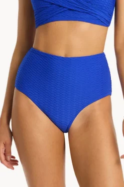 Bottoms^Sea Level Honeycomb High Waist Pant Cobalt