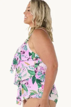 Tankini Tops^Capriosca Honolulu Tiered Frill Tankini Separate Purple/green