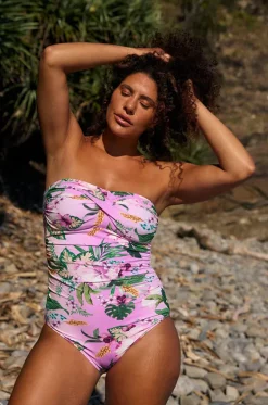 One Pieces^Capriosca Honolulu Twist Bandeau One Piece Purple/green