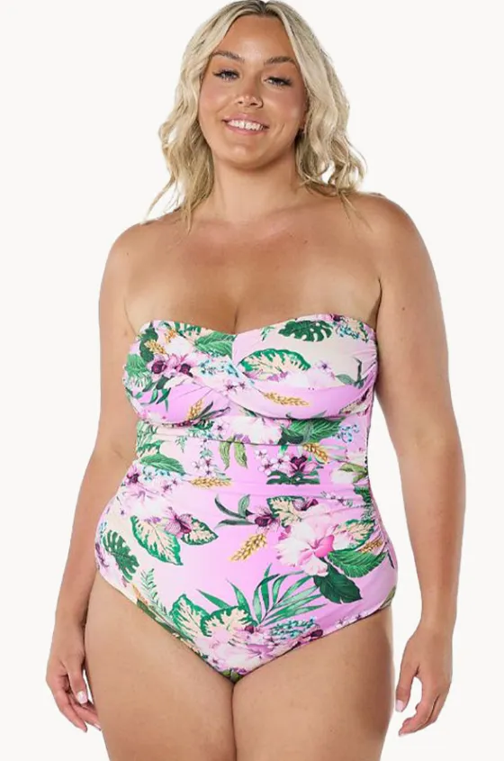 One Pieces^Capriosca Honolulu Twist Bandeau One Piece Purple/green
