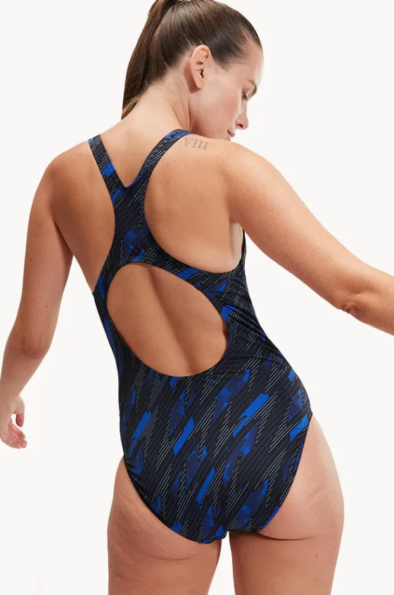 One Pieces^Speedo Hyperboom Allover Medalist One Piece Black/Blue