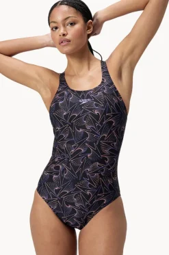 One Pieces^Speedo Hyperboom Allover Medalist One Piece Black/orange